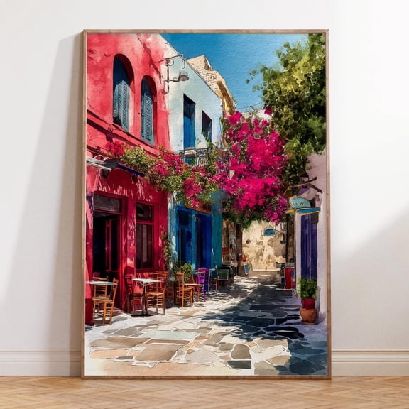 Kos Greece Mediterranean Island Colorful Street Scene Print Unframed Paper Print