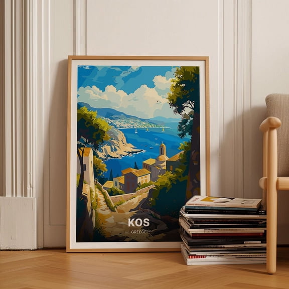 Kos Greece Travel Poster, Scenic Greek Island Wall Art, Perfect For Home Decor And Travel Enthusiasts, C20-1852 Wall Art, Modern Wall Decor, 12x18 UNFRAMED