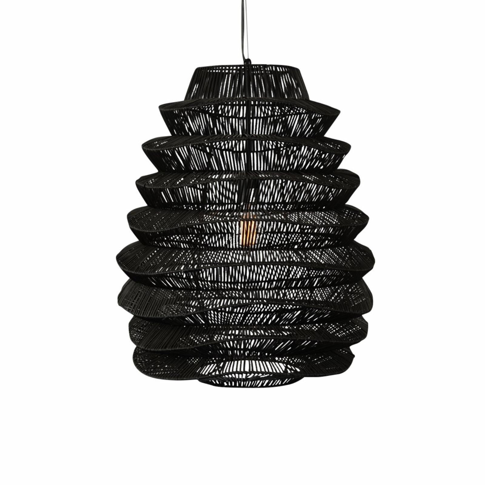 Barlow Black Rattan and Iron Pendant Light