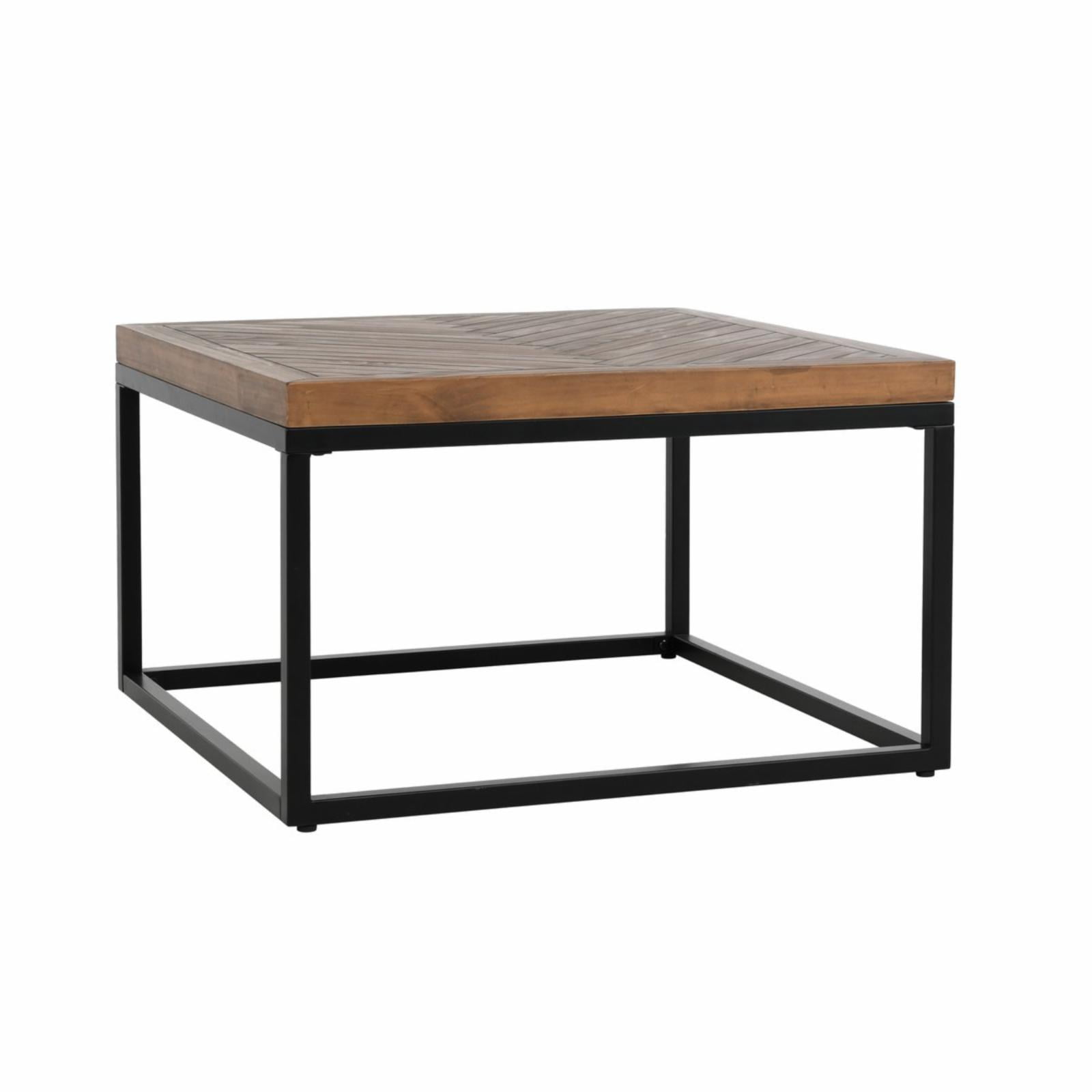 Chevron Reclaimed Wood 30" Square Coffee Table with Iron Base
