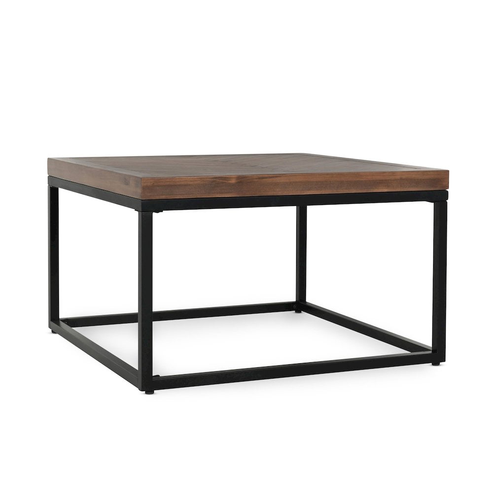 Chevron Reclaimed Wood 30" Square Coffee Table with Iron Base