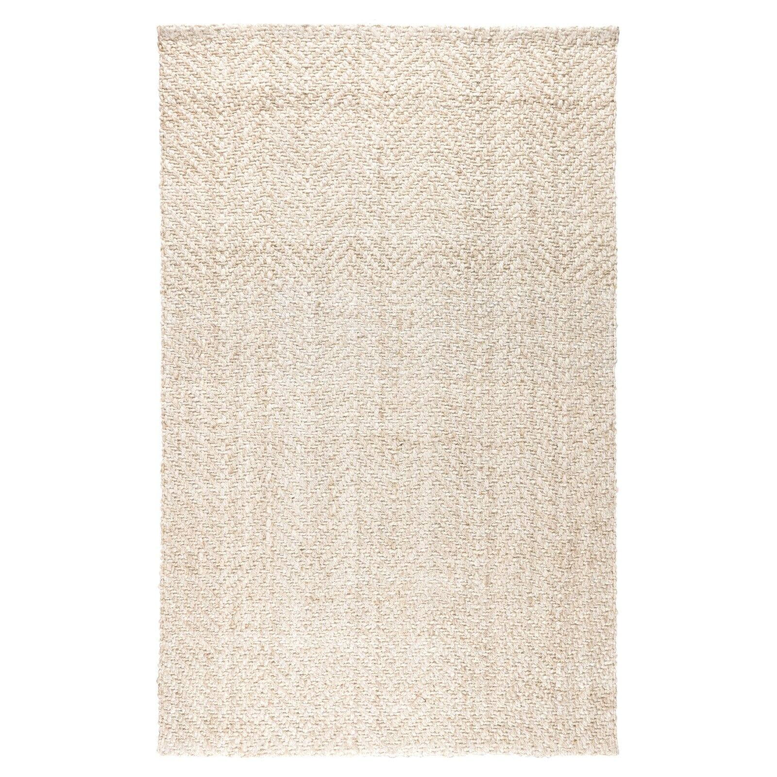 Ivory Herringbone Handwoven Wool 8' x 10' Area Rug