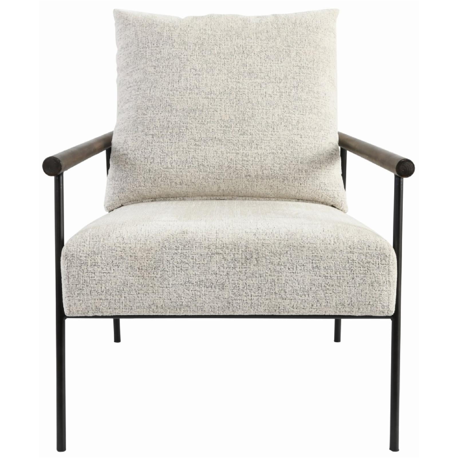 Eliicott Transitional Beige Polyester Accent Chair with Birch Legs
