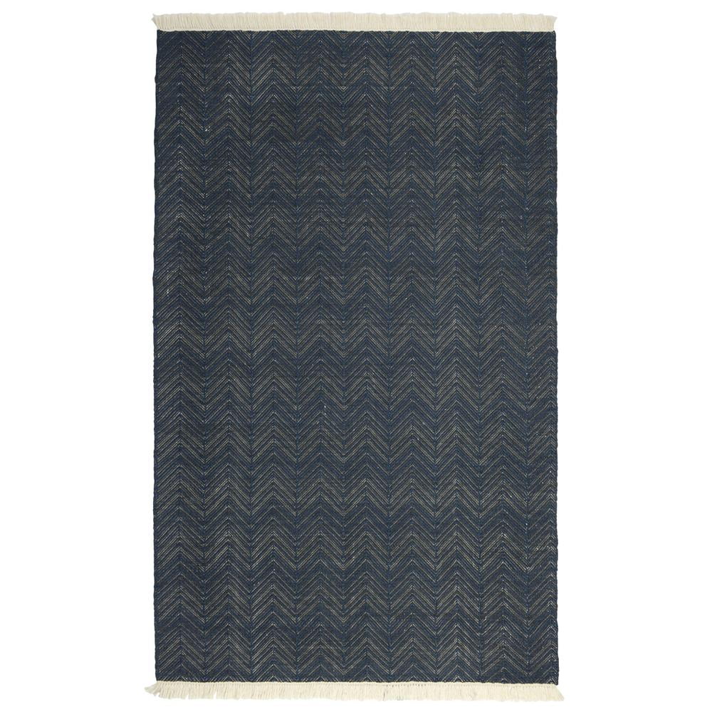 Navy Herringbone Handwoven Reversible Medium Rug