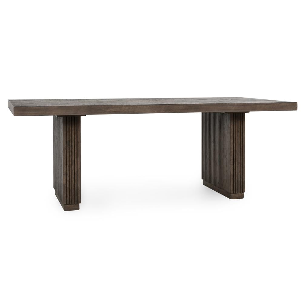 Rustic Reclaimed Wood 82" Dining Table with Ridged Base