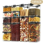 Kosbon Airtight Food Storage Container Set, 14 Pcs BPA Free Plastic Dry Food Rice Canisters for Kitchen Pantry Organization and Storage