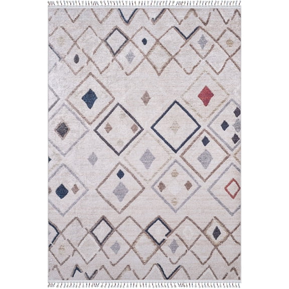 Koscierzyna Cream Medallion Polyester Area Rugs for Living Room Washable Rugs Boho Moroccan Area Rug Soft Geometric Bohemian Carpet Distressed Indoor Rug for Bedroom Dining Room Office Nonslip Rug