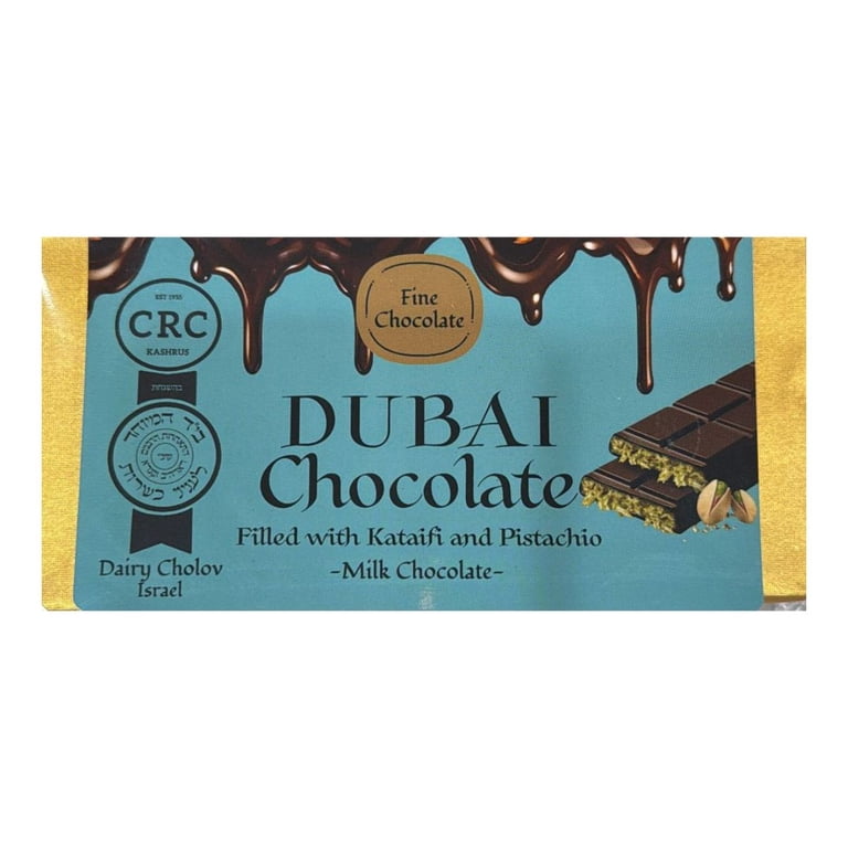 Kosher Dubai Chocolate Bar Filled with Kataifi and Pistachio (Milk