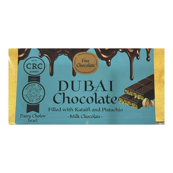 Kosher Dubai Chocolate Bar Filled with Kataifi and Pistachio (Milk Chocolate)