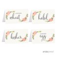 thumbnail image 1 of Kosher, Halal, Egg, Wheat  Food Station Buffet Menu Place Cards, Floral Roses, 20-Pack, 1 of 2