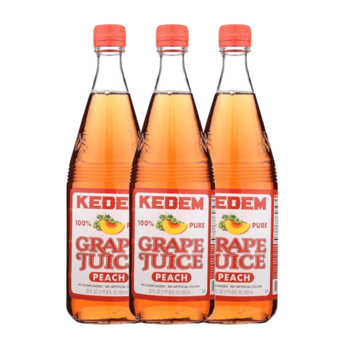 Kosher Kedem Peach Grape Juice 32 oz, Pack of 3