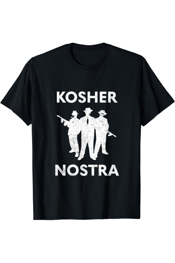 Kosher Nostra Tribute To Jewish NY Mob & Gangster Hebrew T-Shirt
