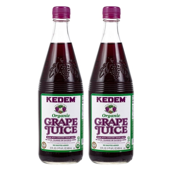 Kosher Organic Grape Juice 22 oz for Kedem, Pack of 2