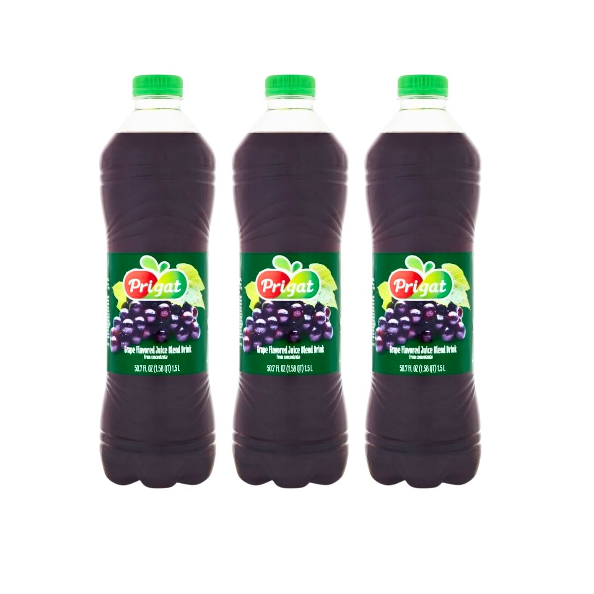 Kosher Prigat Grape Flavored Juice Blend Drink 1.5 L, Pack of 3