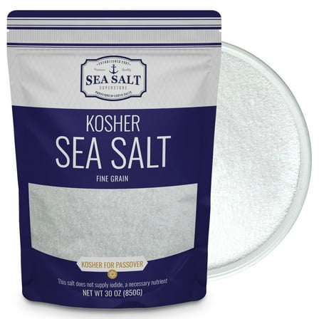 Sea Salt Superstore Sea Salt, Fine Grain, Non-Iodized & Natural Fine Sea Salt, 30 oz