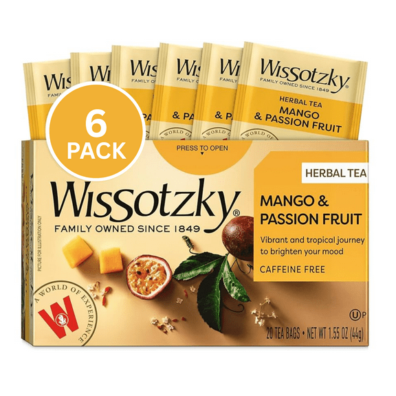 Kosher Wissotzky Mango & Passion Tea 20 ct, Pack of 6