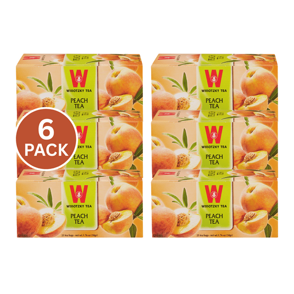 Kosher Wissotzky Peach Tea 25 ct, Pack of 6