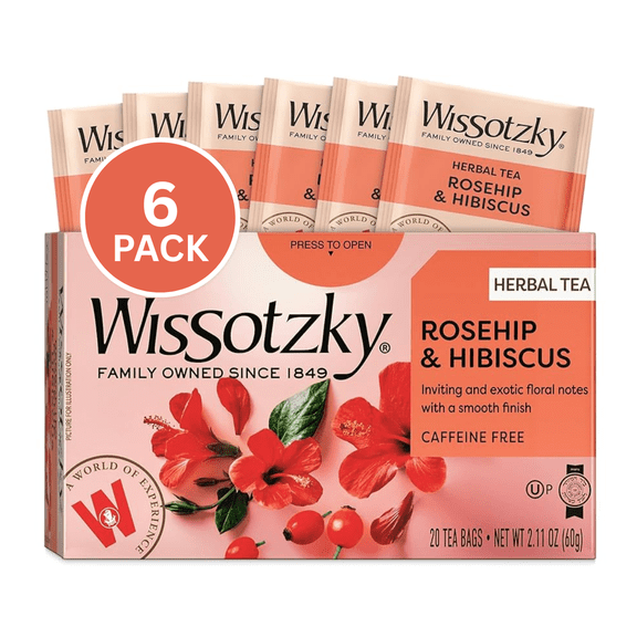 Kosher Wissotzky Rosehip & Hibiscus Tea 20 ct, Pack of 6