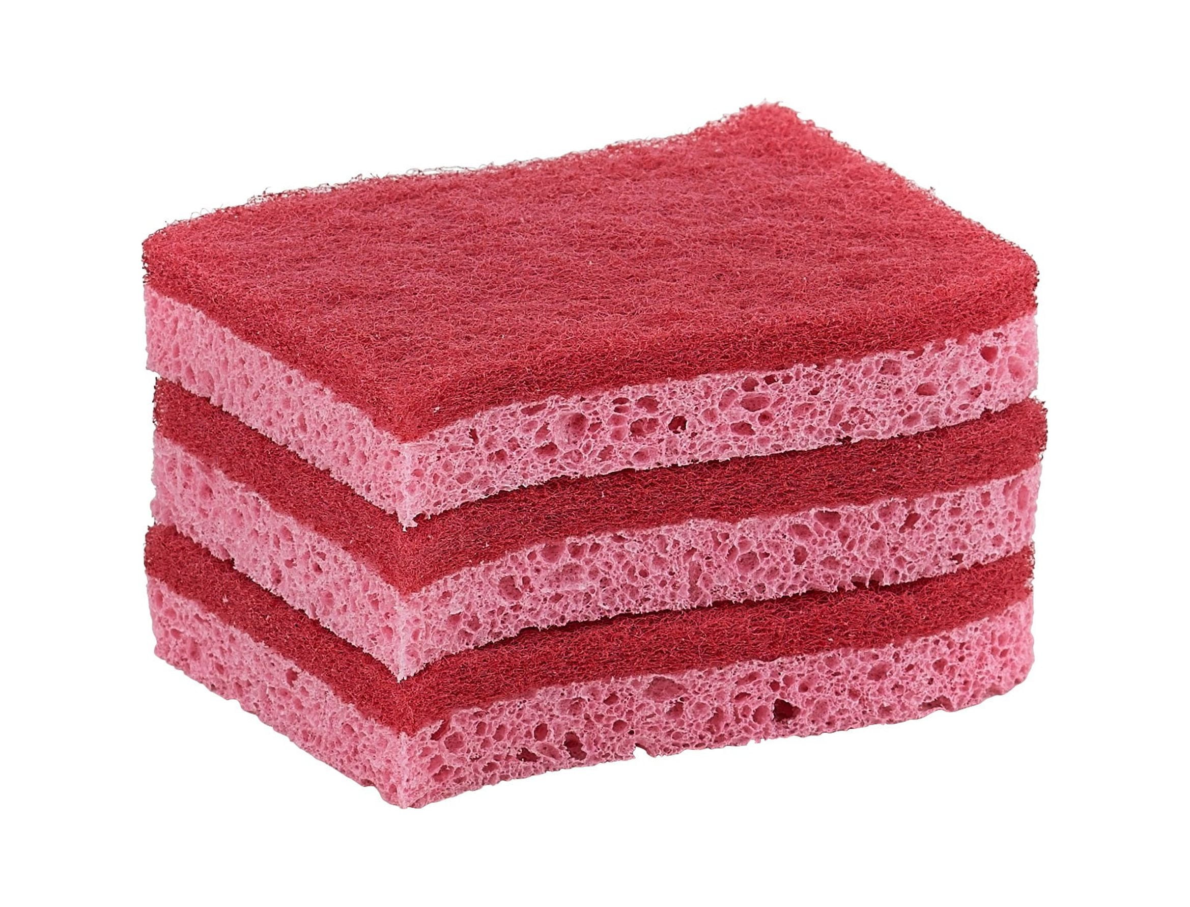 Kosherhome Set of 3 Cellulose Non-Scratch Scrub Sponges - Pink - Kosher for Passover, Size: 4.5