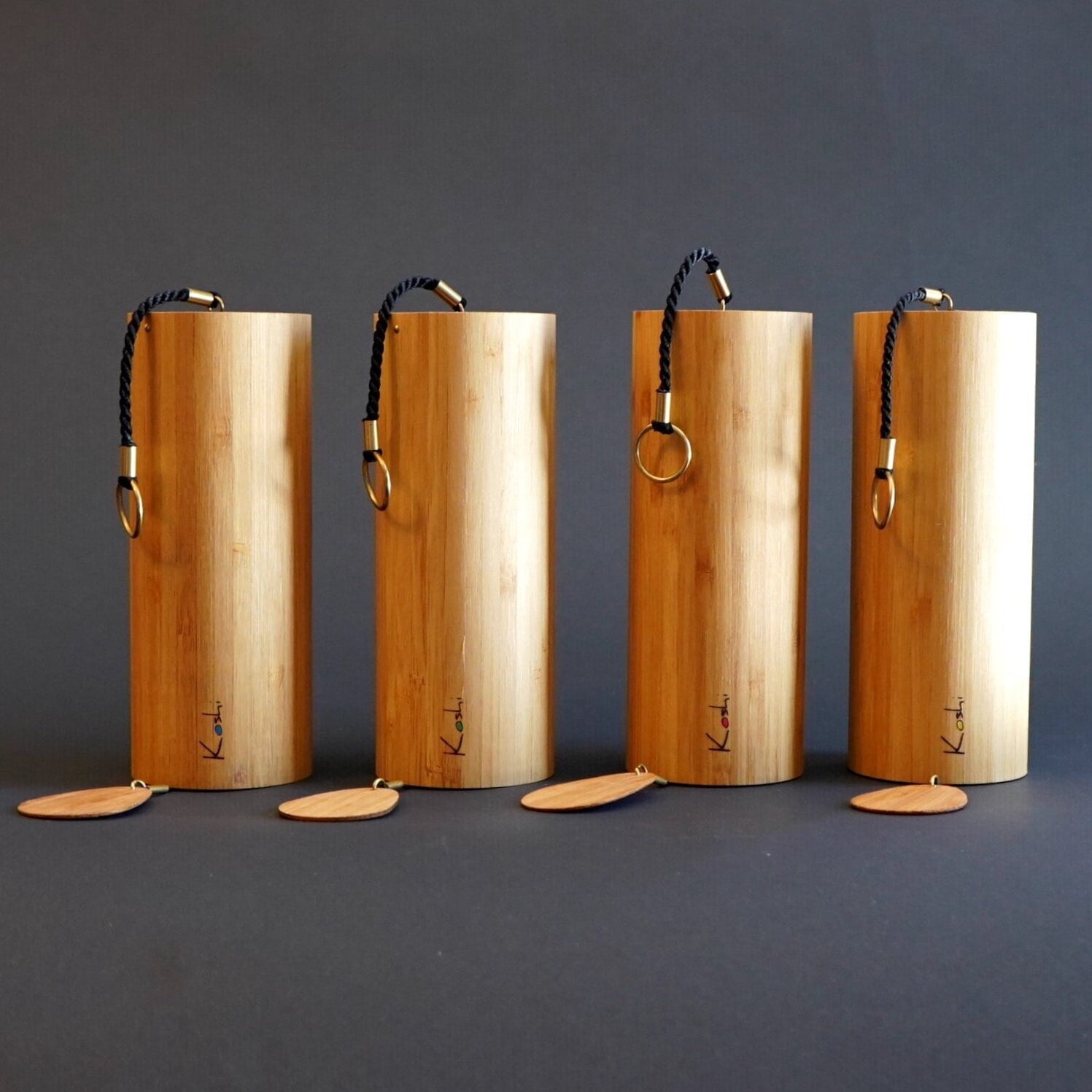 Set of 4 Natural Bamboo Elemental Wind Chimes