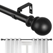 KoshiMe 1-inch Diameter Adjustable Curtain Rod 32-240 inches, Heavy-Duty Curtain Rods, Classic Ball Finials for Indoor/Outdoor Use, Black