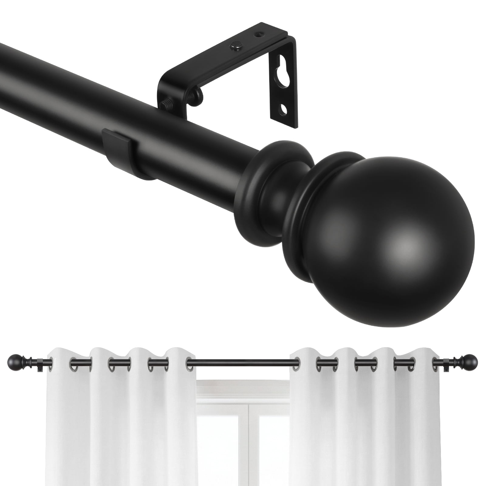 KoshiMe 1-inch Diameter Adjustable Curtain Rod 32-86 inches, Heavy-Duty ...