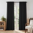 thumbnail image 1 of KoshiMe 100% Blackout Faux Linen Curtains, 52x96 Inches 2 Panels Set, Thermal Insulated Rod Pocket Privacy Curtain Panels for Living Room Bedroom, Black, 1 of 6