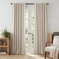 thumbnail image 1 of KoshiMe 100% Blackout Faux Linen Curtains, 52x84 Inches 2 Panels Set, Thermal Insulated Rod Pocket Privacy Curtain Panels for Living Room Bedroom, Cream, 1 of 6