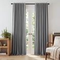 thumbnail image 1 of KoshiMe 100% Blackout Faux Linen Curtains, 52x90 Inches 2 Panels Set, Thermal Insulated Rod Pocket Privacy Curtain Panels for Living Room Bedroom, Dark Gray, 1 of 6