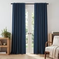 thumbnail image 1 of KoshiMe 100% Blackout Faux Linen Curtains, 52x96 Inches 2 Panels Set, Thermal Insulated Rod Pocket Privacy Curtain Panels for Living Room Bedroom, Midnight Blue, 1 of 6