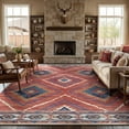 thumbnail image 1 of KoshiMe 10'x14' Area Rugs for Living Room, Machine Washable Rugs Non-Slip, Low Pile Soft Print Pattern Western Rug for Bedroom, Dining Room, Office, Red, 1 of 9