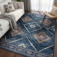 thumbnail image 1 of KoshiMe 4'x6' Area Rugs for Living Room, Machine Washable Rugs Non-Slip, Low Pile Soft Print Pattern Western Rug for Bedroom, Dining Room, Office, Dark Blue, 1 of 9