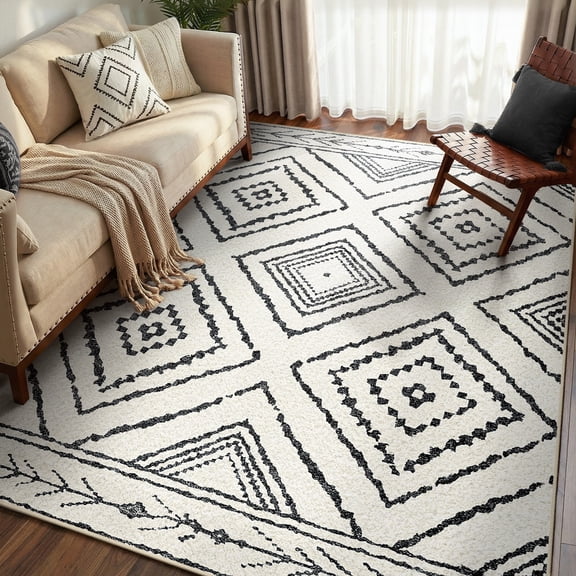 KoshiMe 4x6 Rugs Western Rug, Black White