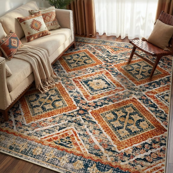 KoshiMe 4x6 Rugs Western Rug, Orange