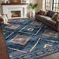 thumbnail image 1 of KoshiMe 5'x7' Area Rugs for Living Room, Machine Washable Rugs Non-Slip, Low Pile Soft Print Pattern Western Rug for Bedroom, Dining Room, Office, Dark Blue, 1 of 9