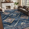 thumbnail image 1 of KoshiMe 6'x9' Area Rugs for Living Room, Machine Washable Rugs Non-Slip, Low Pile Soft Print Pattern Western Rug for Bedroom, Dining Room, Office, Dark Blue, 1 of 9