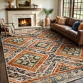 thumbnail image 1 of KoshiMe 6'x9' Area Rugs for Living Room, Machine Washable Rugs Non-Slip, Low Pile Soft Print Pattern Western Rug for Bedroom, Dining Room, Office, Orange, 1 of 9