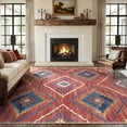 thumbnail image 1 of KoshiMe 8'x10' Area Rugs for Living Room, Machine Washable Rugs Non-Slip, Low Pile Soft Print Pattern Western Rug for Bedroom, Dining Room, Office, Red, 1 of 8