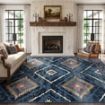 thumbnail image 1 of KoshiMe 9'x12' Area Rugs for Living Room, Machine Washable Rugs Non-Slip, Low Pile Soft Print Pattern Western Rug for Bedroom, Dining Room, Office, Dark Blue, 1 of 9