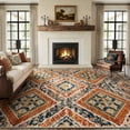 thumbnail image 1 of KoshiMe 9'x12' Area Rugs for Living Room, Machine Washable Rugs Non-Slip, Low Pile Soft Print Pattern Western Rug for Bedroom, Dining Room, Office, Orange, 1 of 9