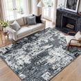 thumbnail image 1 of KoshiMe Area Rug 5'x7', Washable Non-Slip Modern Neutral Abstract Rugs for Living Room, Soft Stain Resistant Low Pile Carpet for Dining Room Office, Black, 1 of 8