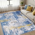 thumbnail image 1 of KoshiMe Area Rug 5'x7', Washable Non-Slip Modern Neutral Abstract Rugs for Living Room, Soft Stain Resistant Low Pile Carpet for Dining Room Office, Blue Gold, 1 of 9