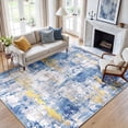 thumbnail image 1 of KoshiMe Area Rug 6'x9', Washable Non-Slip Modern Neutral Abstract Rugs for Living Room, Soft Stain Resistant Low Pile Carpet for Dining Room Office, Blue Gold, 1 of 9