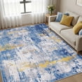 thumbnail image 1 of KoshiMe Area Rug 6'x9', Washable Non-Slip Modern Neutral Abstract Rugs for Living Room, Soft Stain Resistant Low Pile Carpet for Dining Room Office, Blue Gold, 1 of 9