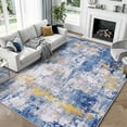 thumbnail image 1 of KoshiMe Area Rug 8'x10', Washable Non-Slip Modern Neutral Abstract Rugs for Living Room, Soft Stain Resistant Low Pile Carpet for Dining Room Office, Blue Gold, 1 of 9