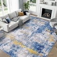 thumbnail image 1 of KoshiMe Area Rug 9'x12', Washable Non-Slip Modern Neutral Abstract Rugs for Living Room, Soft Stain Resistant Low Pile Carpet for Dining Room Office, Blue Gold, 1 of 9