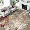thumbnail image 1 of KoshiMe Area Rug 9'x12', Washable Non-Slip Modern Neutral Abstract Rugs for Living Room, Soft Stain Resistant Low Pile Carpet for Dining Room Office, Red Brown, 1 of 9