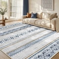 thumbnail image 1 of KoshiMe Area Rugs 6'x9', Low Pile Non-Slip Washable Rug for Living Room, Soft Boho Moroccan Neutral Geometric Indoor Rug for Bedroom Dining Room Office, Blue Brown, 1 of 9