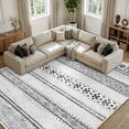 thumbnail image 1 of KoshiMe Area Rugs 9'x12', Low Pile Non-Slip Washable Rug for Living Room, Soft Boho Moroccan Neutral Geometric Indoor Rug for Bedroom Dining Room Office, Grey Black, 1 of 9