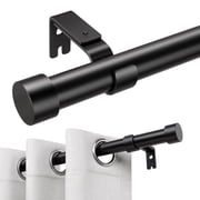 KoshiMe Black Curtain Rods for Windows 32 to 72 inch,1" Adjustable Heavy Duty Curtain Rod, Modern Decorative Drapery Rods with Aluminium End Cap,Telescoping Sin